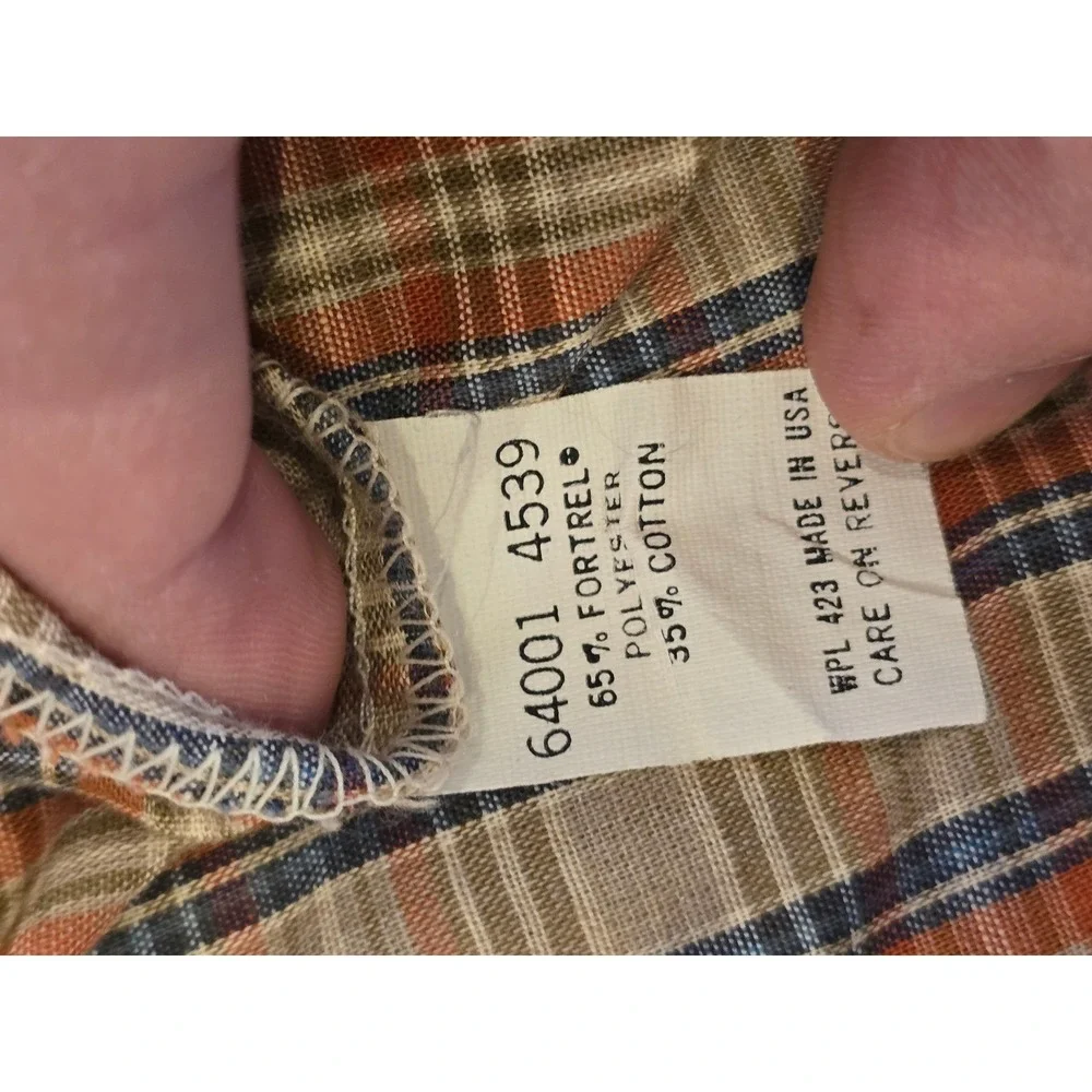 Levis Action Shirt Mens Small Orange Plaid Long Sleeve Button Down‎ Made in USA